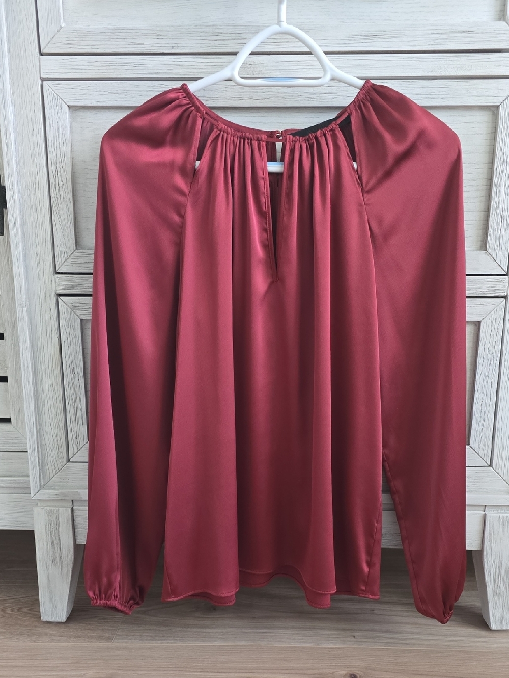WHBM Satin Top with Keyhole Neckline
